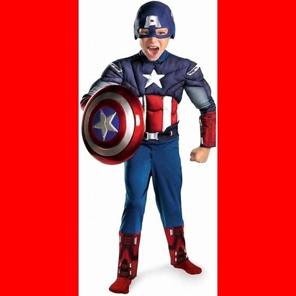 NWOT Captain America Avengers Costume Classic Muscle Child Halloween Size L - Picture 3 of 13